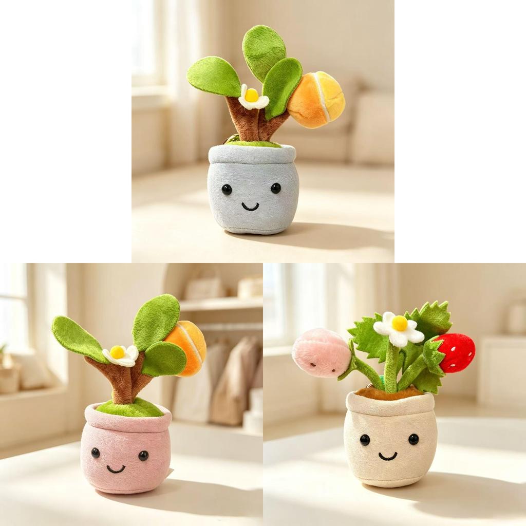 Cute Plush Fruit Plant Pot Ornament Keychain With Strawberry And Orange For Gift And Decoration