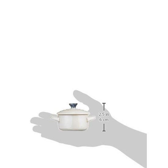 Le Creuset Hitzebeständiges Behälterpaar Petit Cocotte (mit Löffel) Kirschrot Weißer Glanz Kältebeständig Mikrowellengeeignet Hochzeit Braut