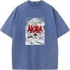 Akira Manga Graphic Print Tshirt Vintage Washed Oversized T Shirt For Men Women Clothing Summer Cotton Short Sleeve Tees Tops