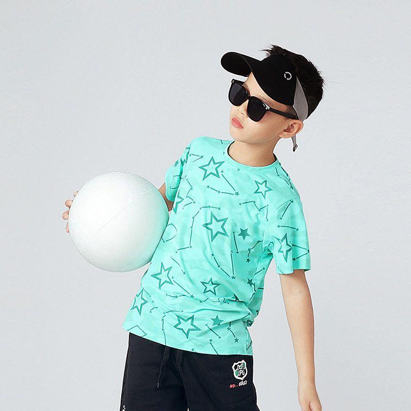 Summer Kids Sports Half Sleeve T-shirt Boys and Girls Full Printed XINGX Breathable Quick-Drying Tops Children's Mesh Short Sleeve