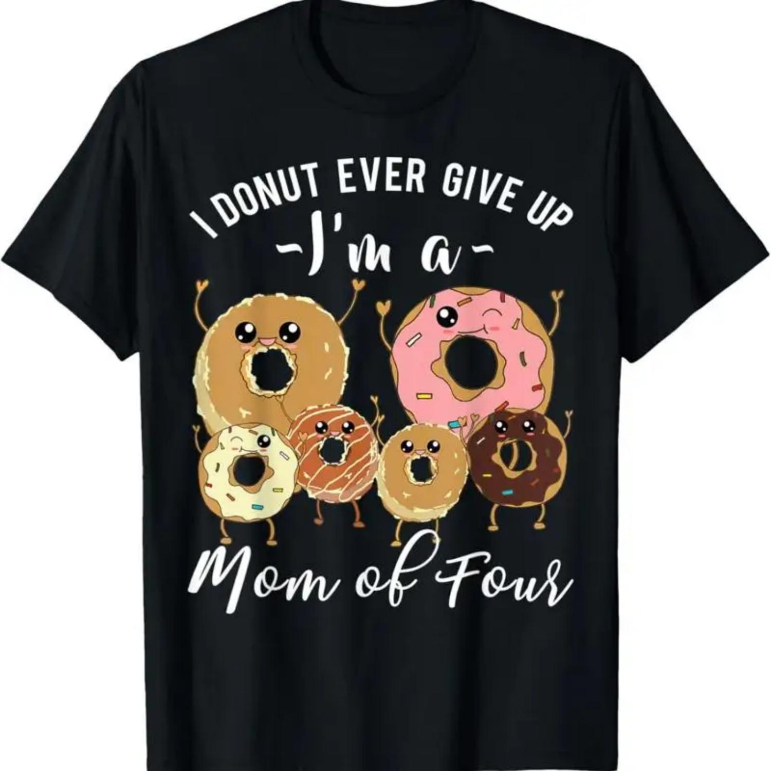 Мама 4 детей Забавная цитата про пончик Мать Четырех Мать День Матери Мем Футболка S чёрный