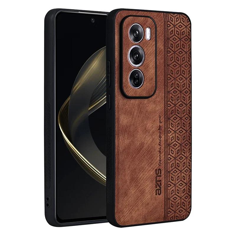 

Роскошный 3D чехол из тисненой кожи для Oppo Reno 10 11 12 Pro 10 ProPlus, с эффектом кожи, мягкими краями, прочным бампером, задняя крышка, Funda For Oppo Reno10 темно-коричневого