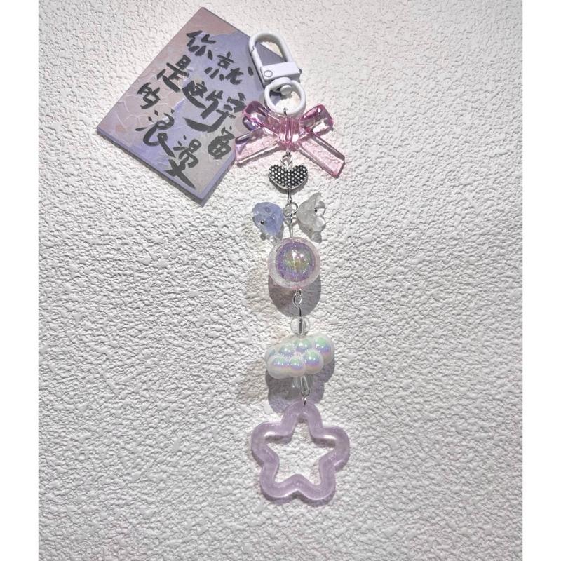 Keychain Lanyard String Star Heart Bowknot Phone Chain Lanyard Y2K Bowknot Charm