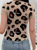 Women's Leopard Print Slim-Fit Soft Tee
