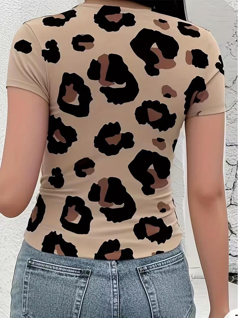 Women's Leopard Print Slim-Fit Soft Tee