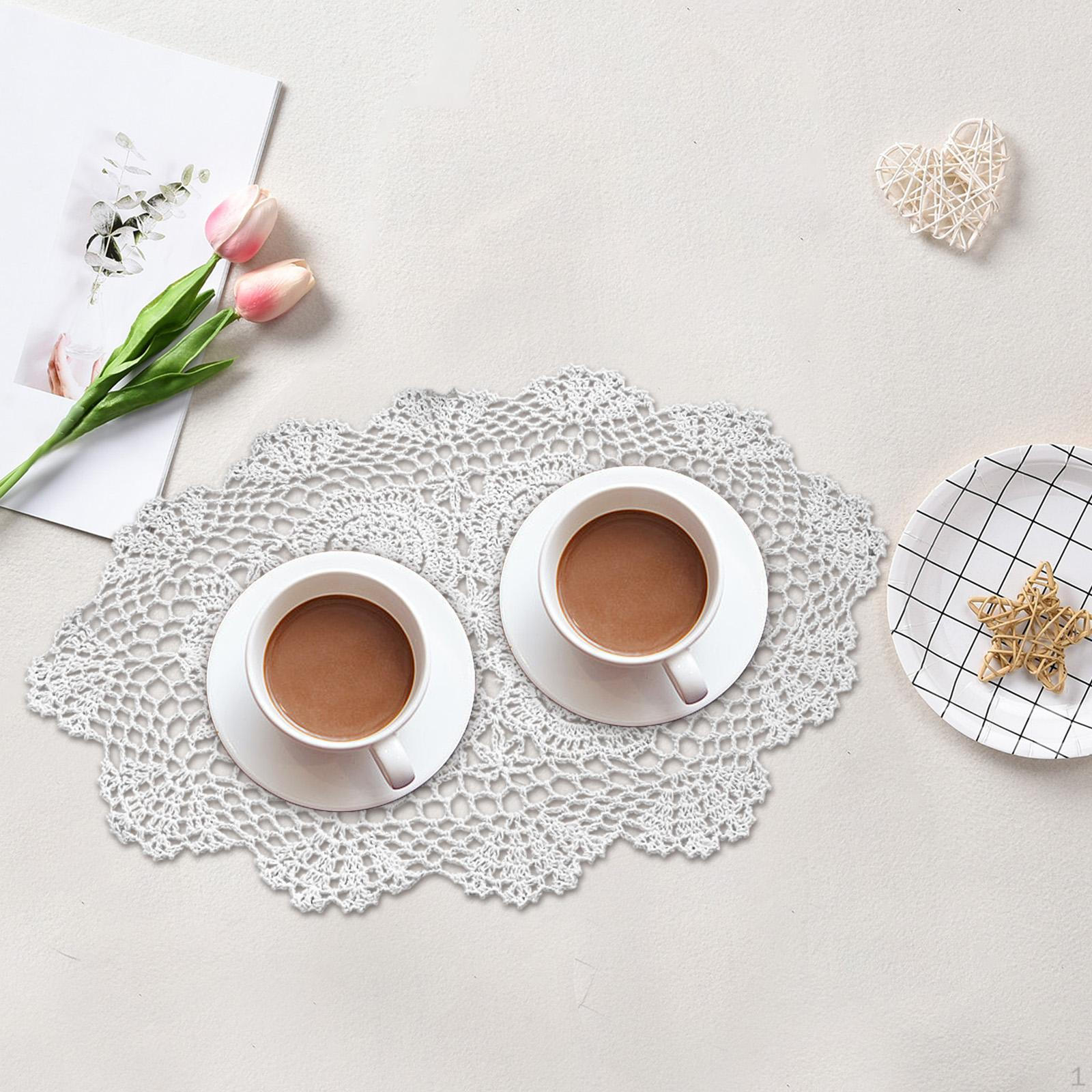 

Скатерть для журнального столика, обеденный коврик, ручная работа, нескользящая посуда, подставки под чашки, кружевные подставки для свадебного декора белый