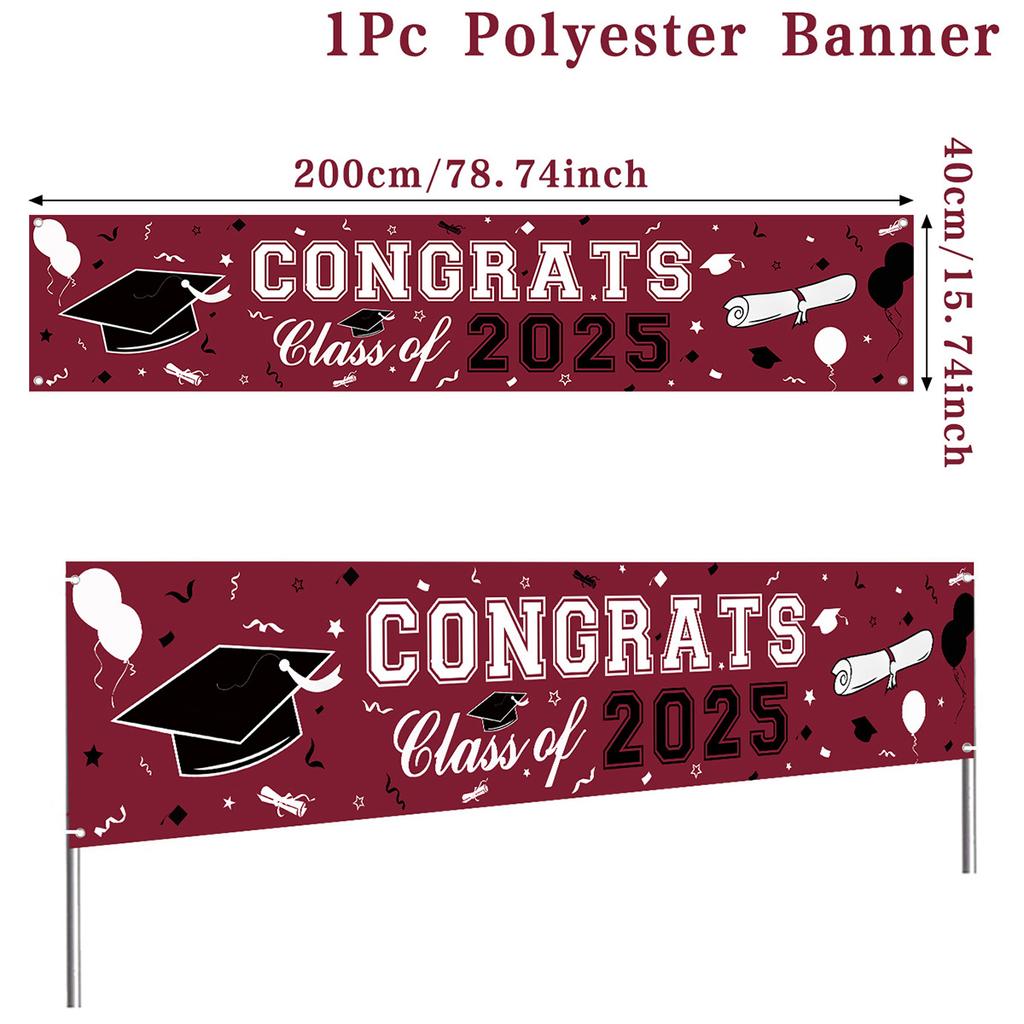 Herzlichen Glückwunsch Abschlussjahrgang 2025 Polyester Hängebanner Abschlusssaison Partydeko Outdoor Abschlusszeremonie Partyzubehör