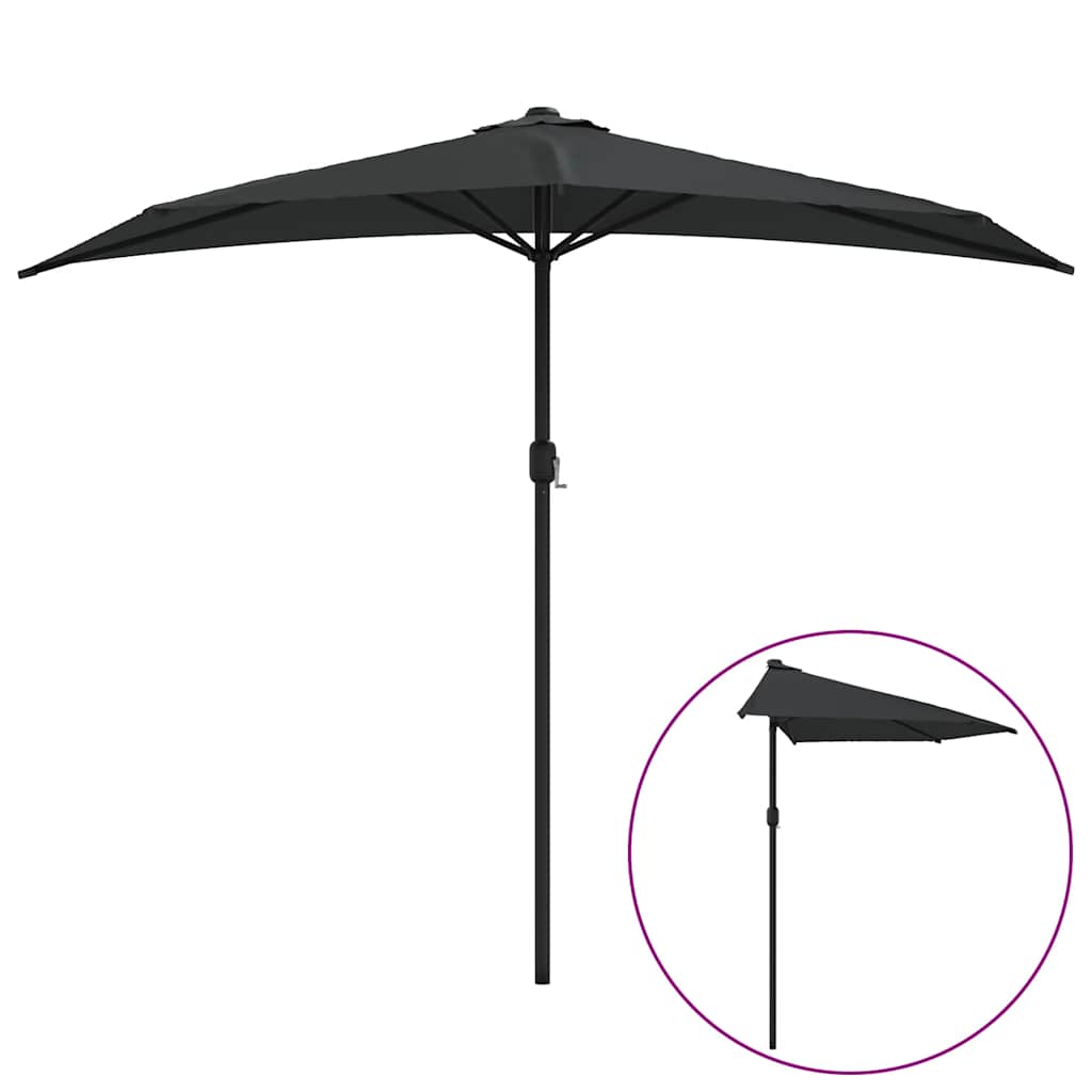 Balkon-Halbparasol, Aluminiumständer, Schwarz, 270X135X245 Cm