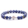 Unisex Agate & Natural Stone Pine Cross Bracelet