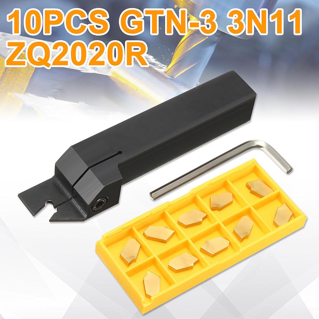 ZQ2020R-3 20mm Lathe Grooving Turning Tool Holder 10PCS GTN-3 SP300 Inserts