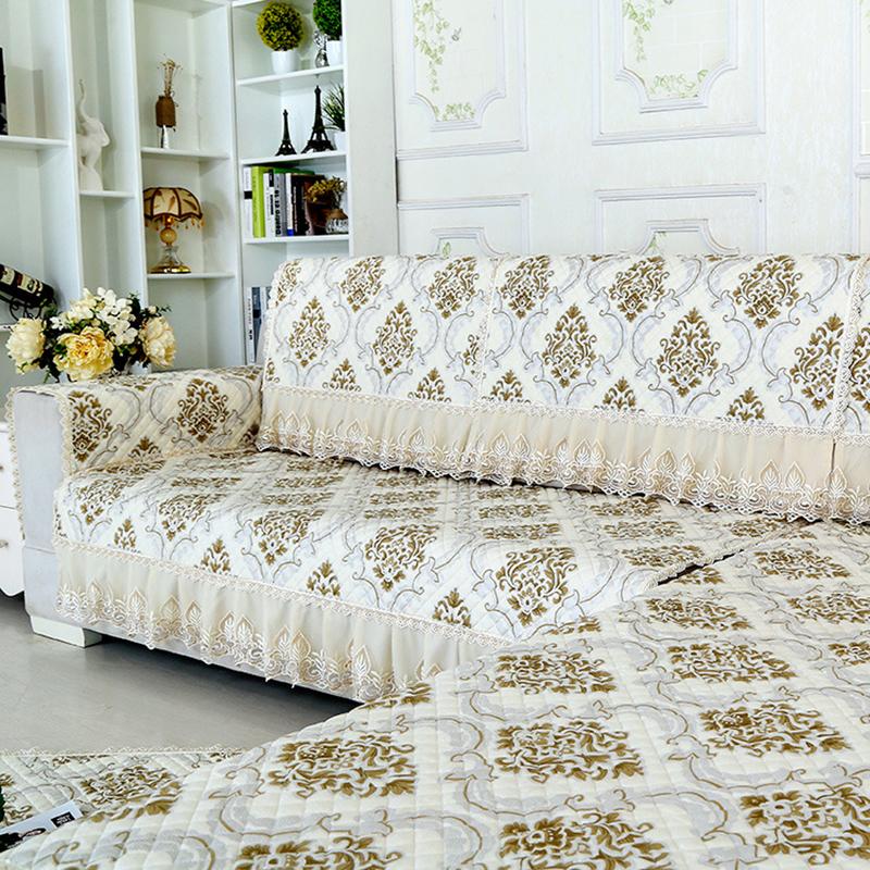 1Pcs Polyester Cotton Sofa Cover Towel European Embroidery Lacework Non-slip Sofa Slipcover Seat Couch Cover for Living Room