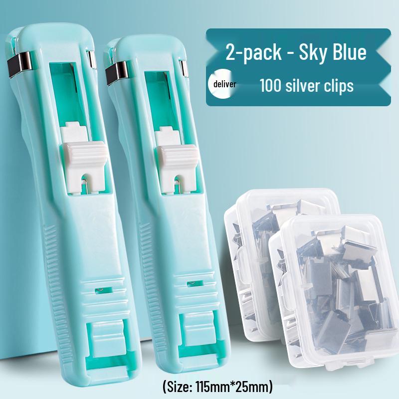 Push Clip and Stapler Set for Organizing Papers and Files