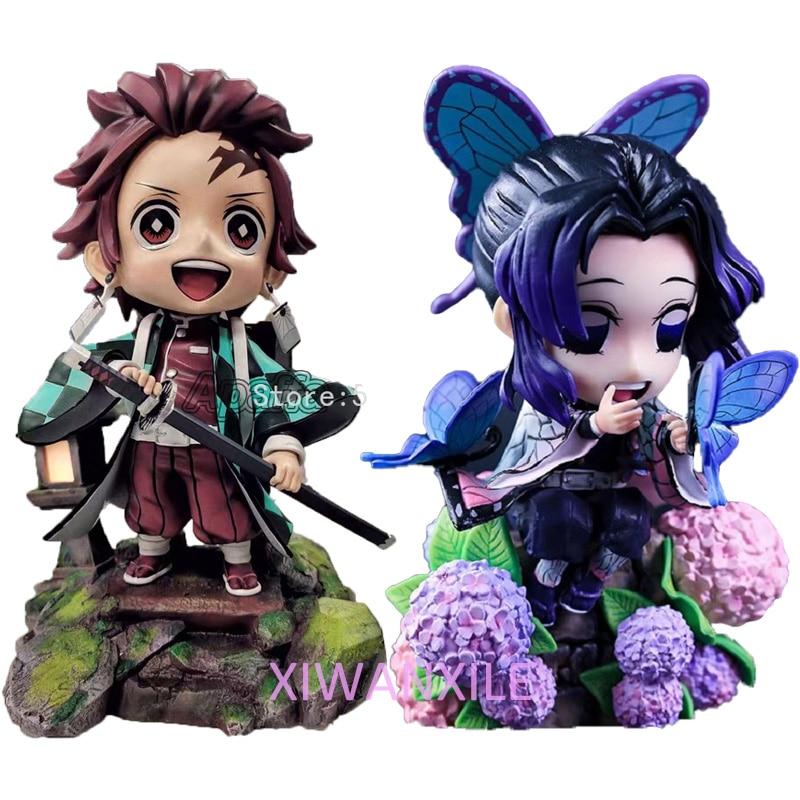 16cm Demon Slayer Anime Figure Sd Kochou Shinobu Action Figure Kimetsu No Yaiba Show Hand Kamado Tanjirou Figurine Doll Toys