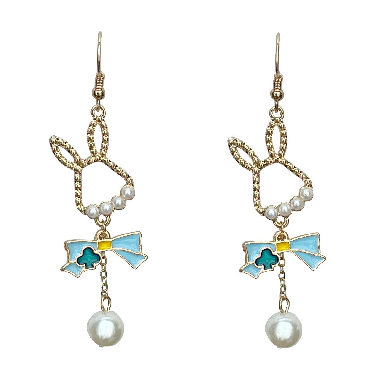 

Feel and Ribbon Gold Cute Rabbit Gift Rabbit Earrings Women s (Earrings Blue)