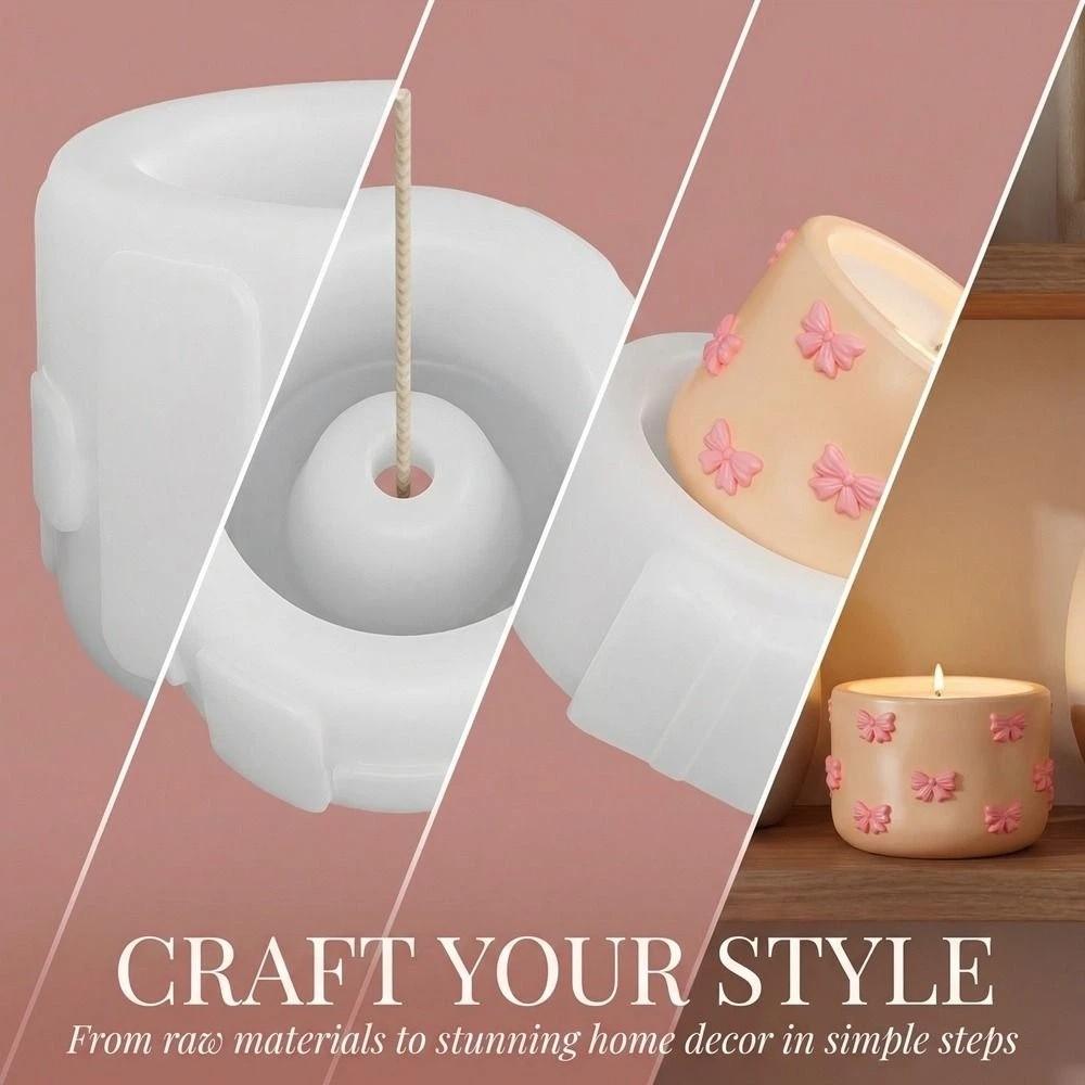 Bow Pattern Candle Cup Mold Silicone Plaster Storage Box Mold Aromatherapy Cup Mold  Gift Making