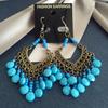Popular earrings Bohemian retro fringed long beaded earrings colorful earrings women