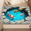 Koi Fish Pond Mat for Bathroom - 3D Water Effect Floor Decor, Zen Garden Inspired Home Accessories Skid resistant carpet