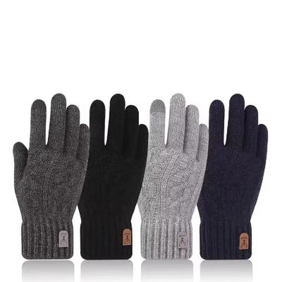 New Men'S Warm Gloves For Winter Touch Screen Plus Velvet Thickened Cold-Proof And Warm Wool Knitted Gloves