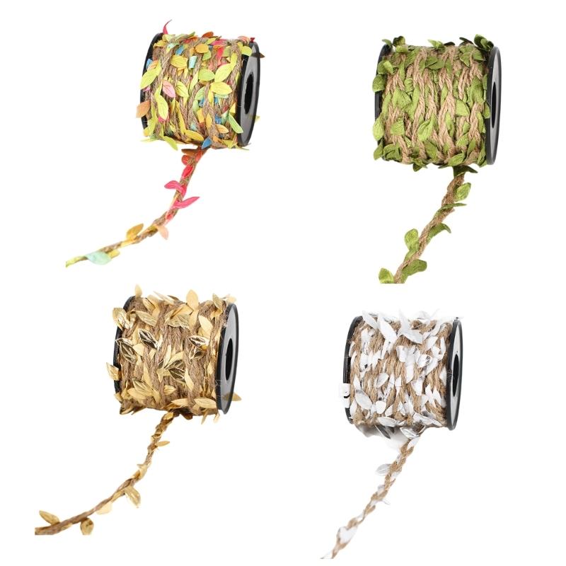 10m Leaf Rope String Natural Twine Leaf Ribbon Heavy Duty Hanging Rope for Wedding Decoration Gardening Accessories
