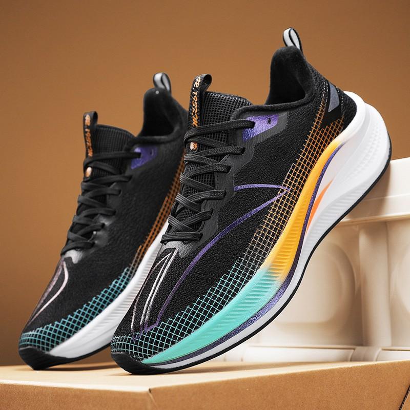 Lightweight Running Shoes Men Women Breathable Mesh Upper Carbon Plate Anti-Slip Sole Flexible Durable Road Track