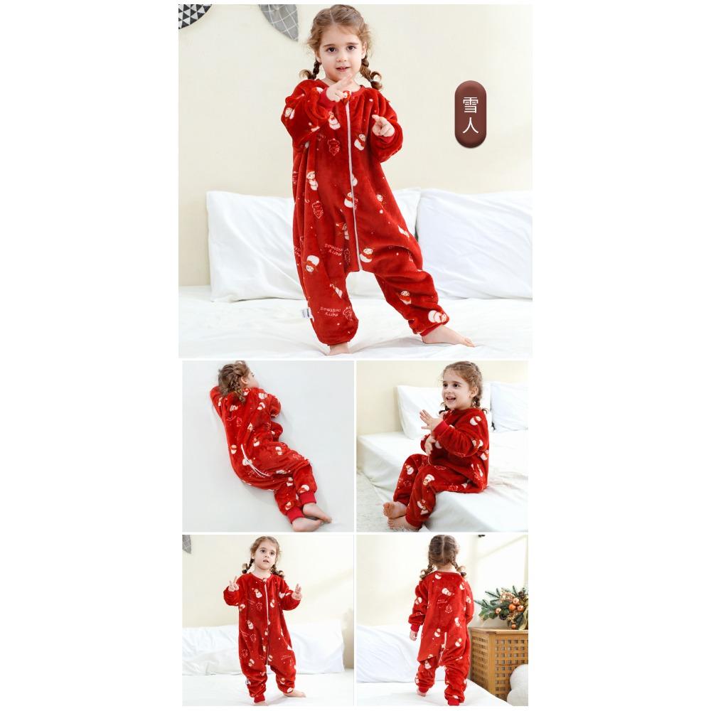 Kids Flannel Onesie Pajamas Cartoon Loungewear Christmas Costume Flannel Sleeping Bag Jumpsuit