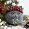 Winter Knitted Hat Ornament Plush Pet Shaped 2D Acrylic Cat Dog Rabbit Christmas Tree Pendant Cozy Animal Charm for Car Rearview Mirrow Window