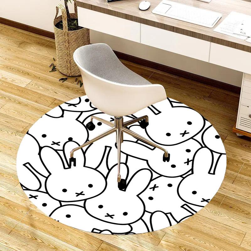 1pc Bunny Pattern Coloring Page Round Carpet, Made of Polyester,Perfect for Decorating Office Chairs, Living Rooms, A Vibrant Decorative Rug