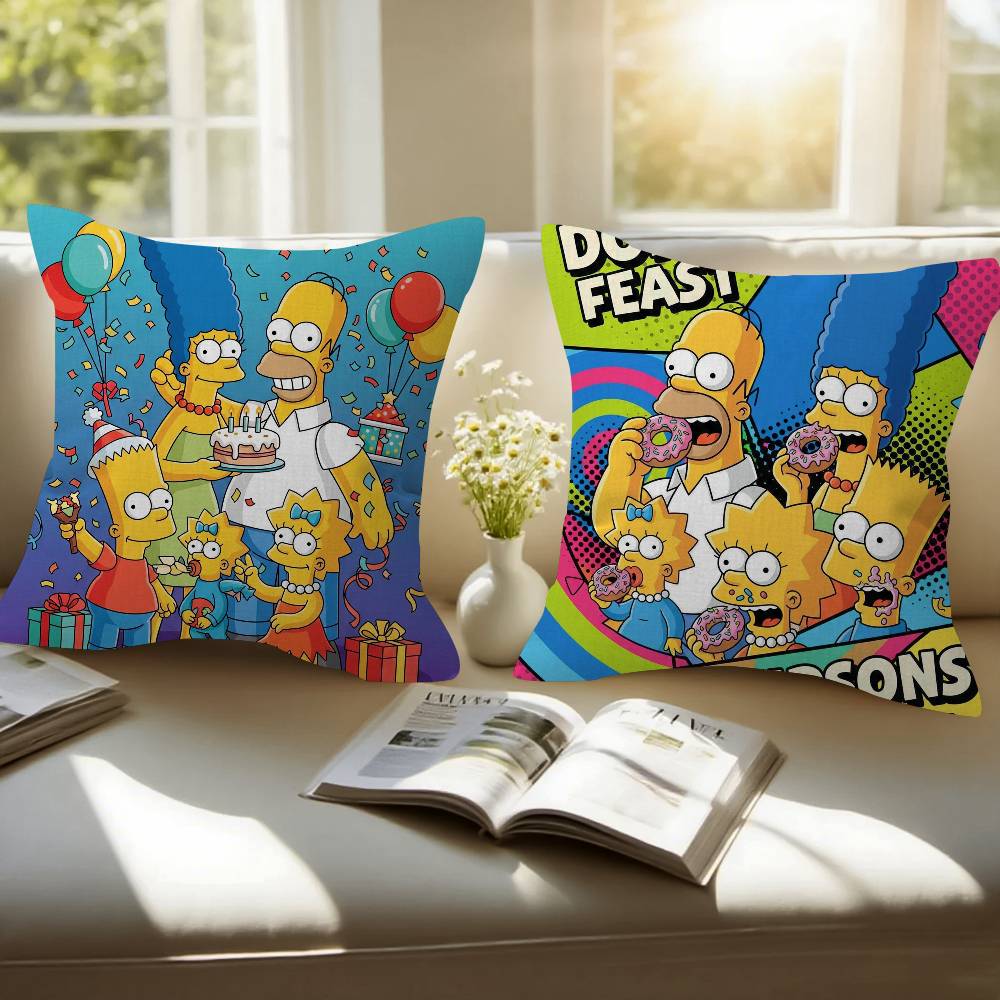 Cushion Cover Car Throw Pillow Case For Sofa Car Christmas Gift Anime The Movie S-Simpsons-S