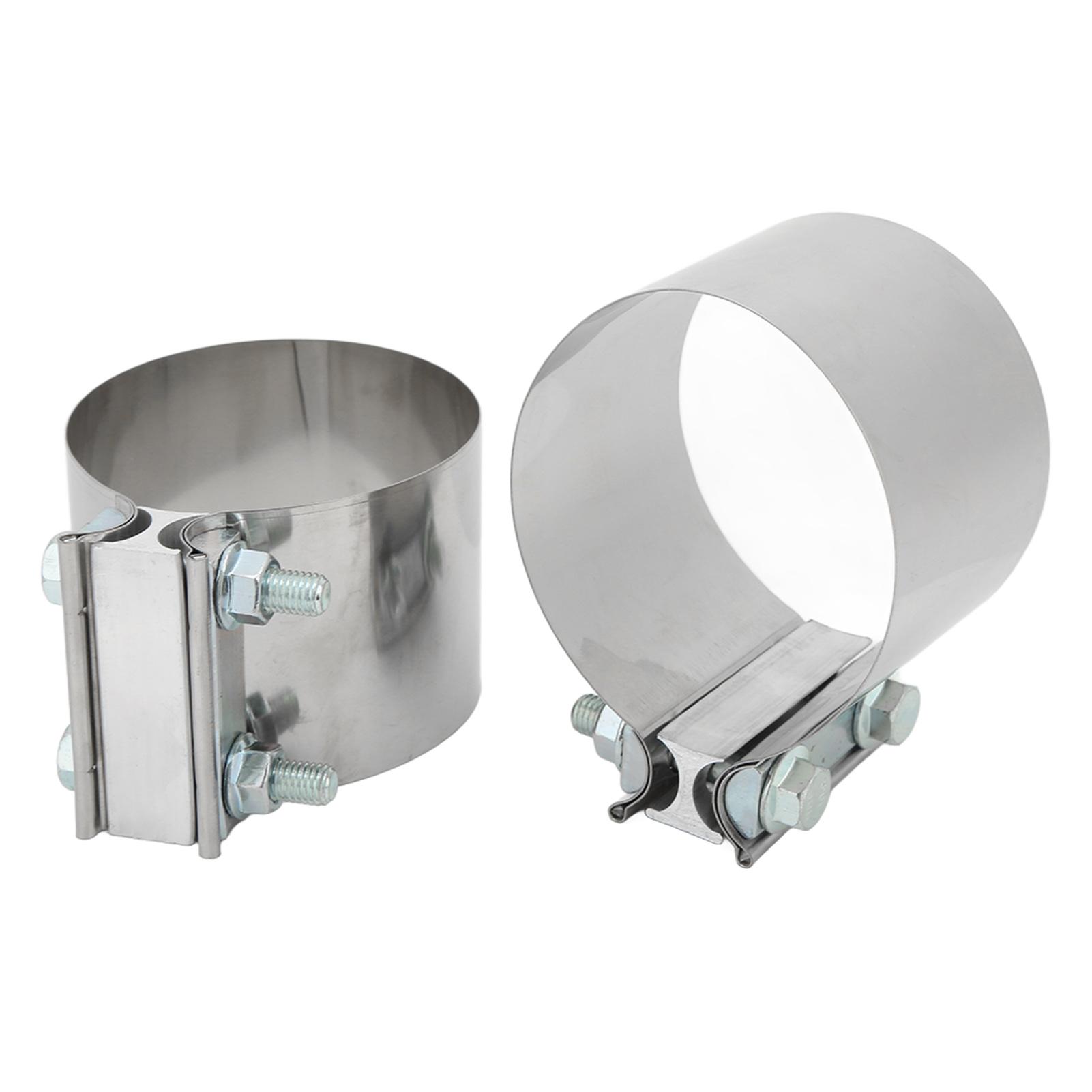 

2 шт. Хомуты-муфты для стыкового соединения выхлопной трубы из нержавеющей стали, ленточные хомуты для глушителя с болтами для трубы 4 дюйма