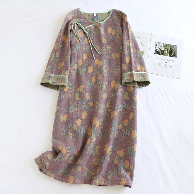 

Новая весна/лето женская новая китайская юбка 100% хлопковая пряжа плетение жаккард летняя спальная юбка тонкое домашнее платье для женщин XL