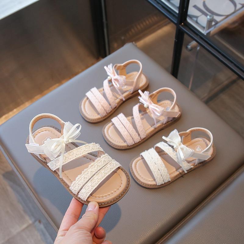 Girls’ Sandals, Summer New Arrival, Soft-Soled Children’s Princess Shoes, Korean Style Bowknot, Open-Toe Kids’ Beach Shoes