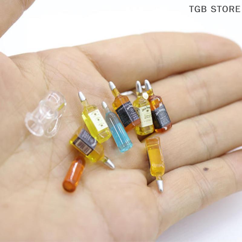 1 Set Miniature Wine Bottles DollHouse Kitchen Restaurant Decor Accessories Mini Red Wine Cup Model