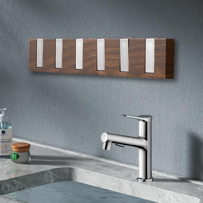 Key Hooks For Wall Coat Hanger Wood Grain Piano Keys No-Drill Bag Holder Wall Decor For Laundry Bedroom Dorm Garage Entryway RV