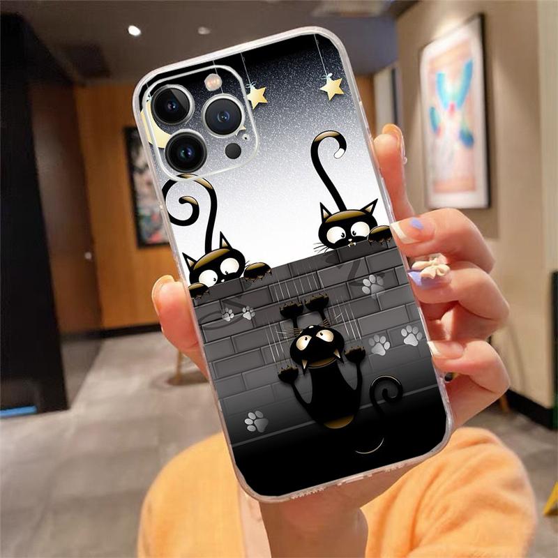 Phone Case For iphone 17ProMax Air 16 15 14 13 Pro Max 15 16 Pro 15Plus Cartoon black cat