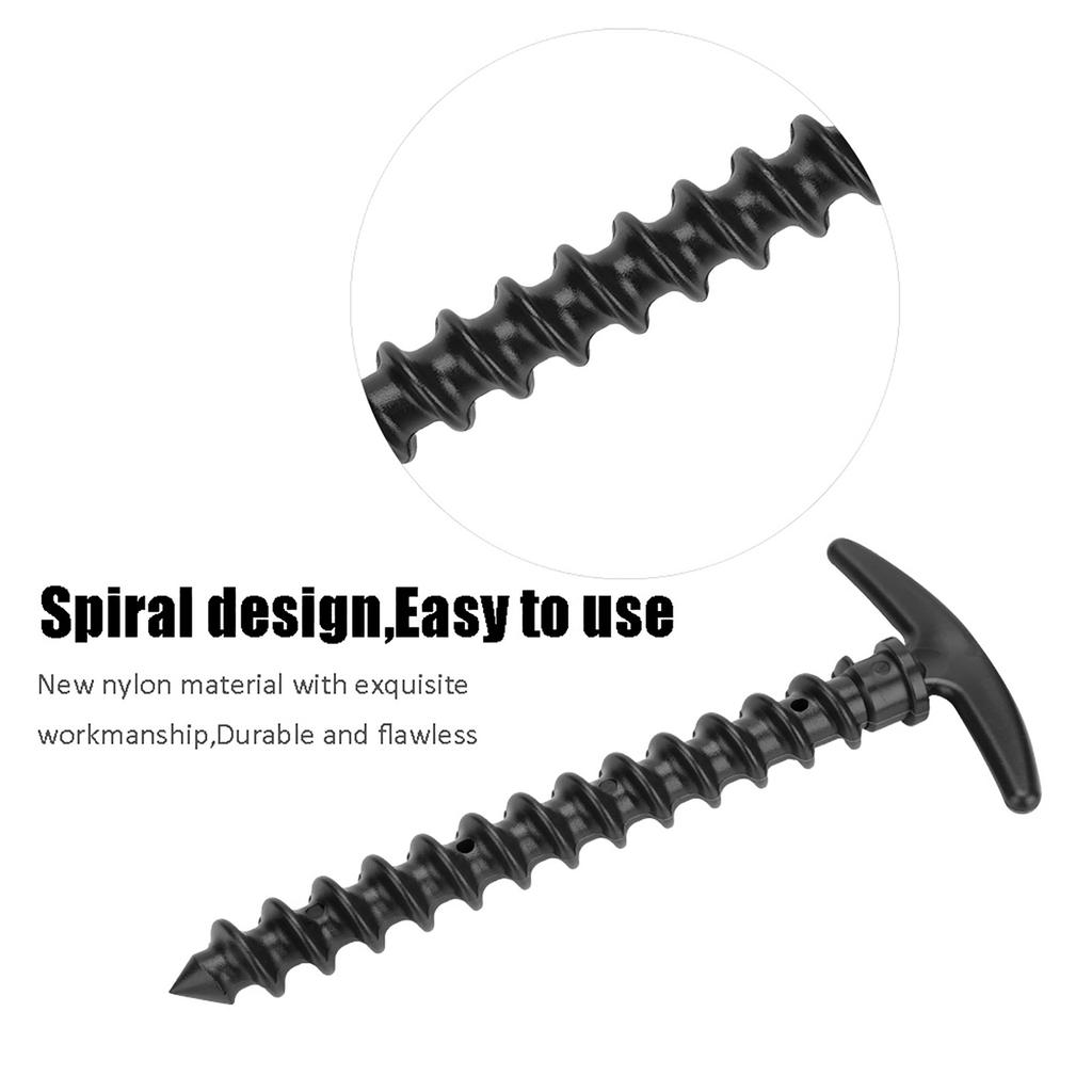 5pcs Nylon Outdoor Camping Trip Tent Peg Ground Nails Screw Nail Stakes (Black)