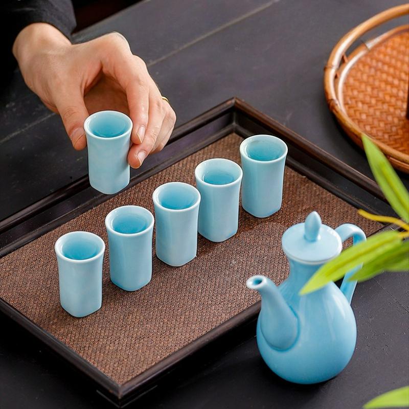 Japanese Style Ceramic Wine Set Liquor Cup Set Creative Portable Travel Wine Home Bar Hotel Wine Glass Warm Jug Gift Box Set