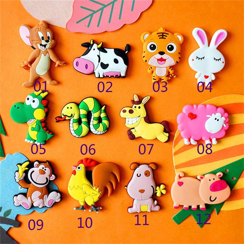 אופנה חמוד סיליקון בעלי חיים מקרר מדבקת PVC קריקטורה מגנט למקרר ילדים פאזל צעצוע מתנה