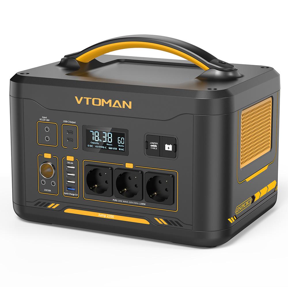 VTOMAN Jump 2200 Portable Power Station, 1548Wh LiFePO4 withBattery, 2200W AC Output, Expandable To 3095Wh