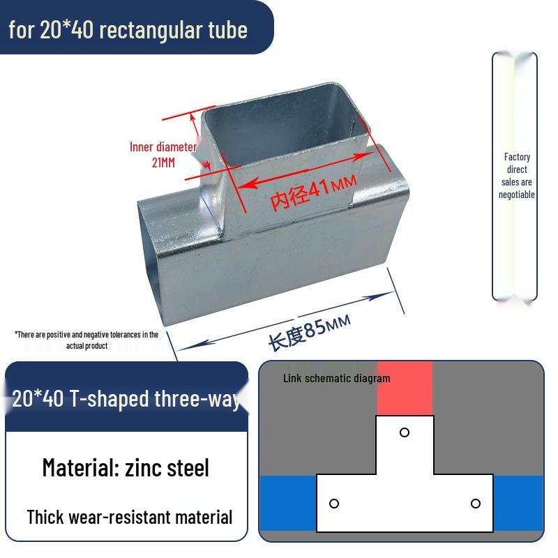 Connettori per Tubi Rettangolari a 3 e 4 Vie Senza Saldatura, Set Completo per Tubi Quadrati 40x60.