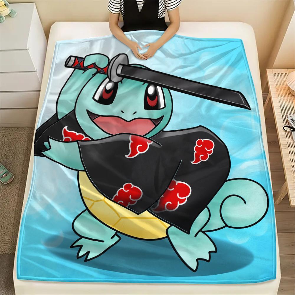 Squirtle pattern Flannel Blanket, High quality Comfortable for All Seasons, Home Decor, Warmth and Comfort, Perfect for Gifts.