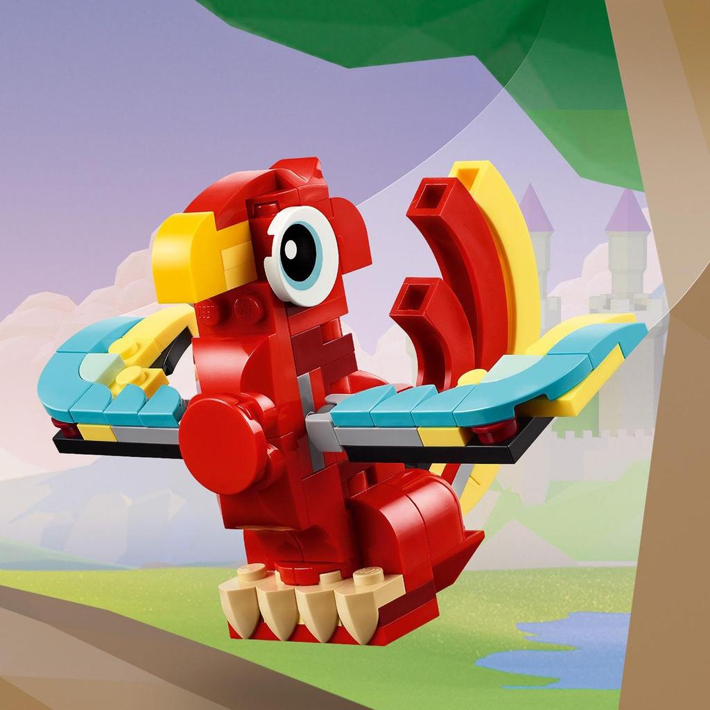 LEGO Creator Red Dragon Toy Birthday Present Blocks Educational Boy Girl Kids Age 6 7 8 9 Animal Creature 31145