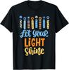 Funny Hanukkah Let Your Light Shine Menorah Adults T-Shirt Men Women Tees