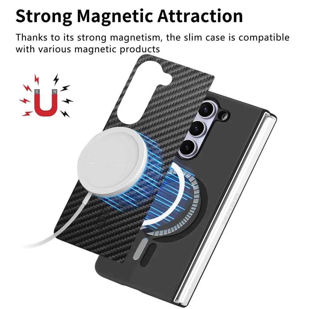 For Samsung Galaxy Z Fold 6 5 4 Fold6 Fold5 Fold4 5G Magnetic Phone Case with Screen Protector Shockproof Pu Leather Full Cover