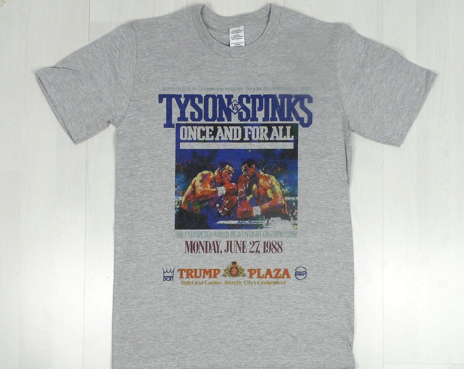 Mike Tyson Vs Michael Spinks fight poster Grey T-Shirt sizes available S-3XL S