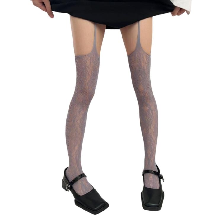 Women s Hollowed Fishnet Garter Belt Stockings Suspender Pantyhose Tights Flower Lace Patterned Thigh High Leggings