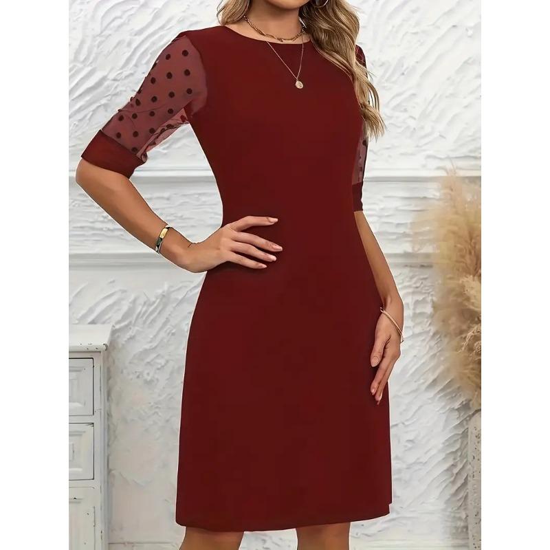 Women's Fashion Summer Spring Love Letter Print 1/2 Sleeves O-Neck High Waist Casual Dresses