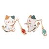 School Bag Gift For Women Men Funny Cats Enamel Brooch Cat Brooch Cat Fishing Brooch Badge Pin