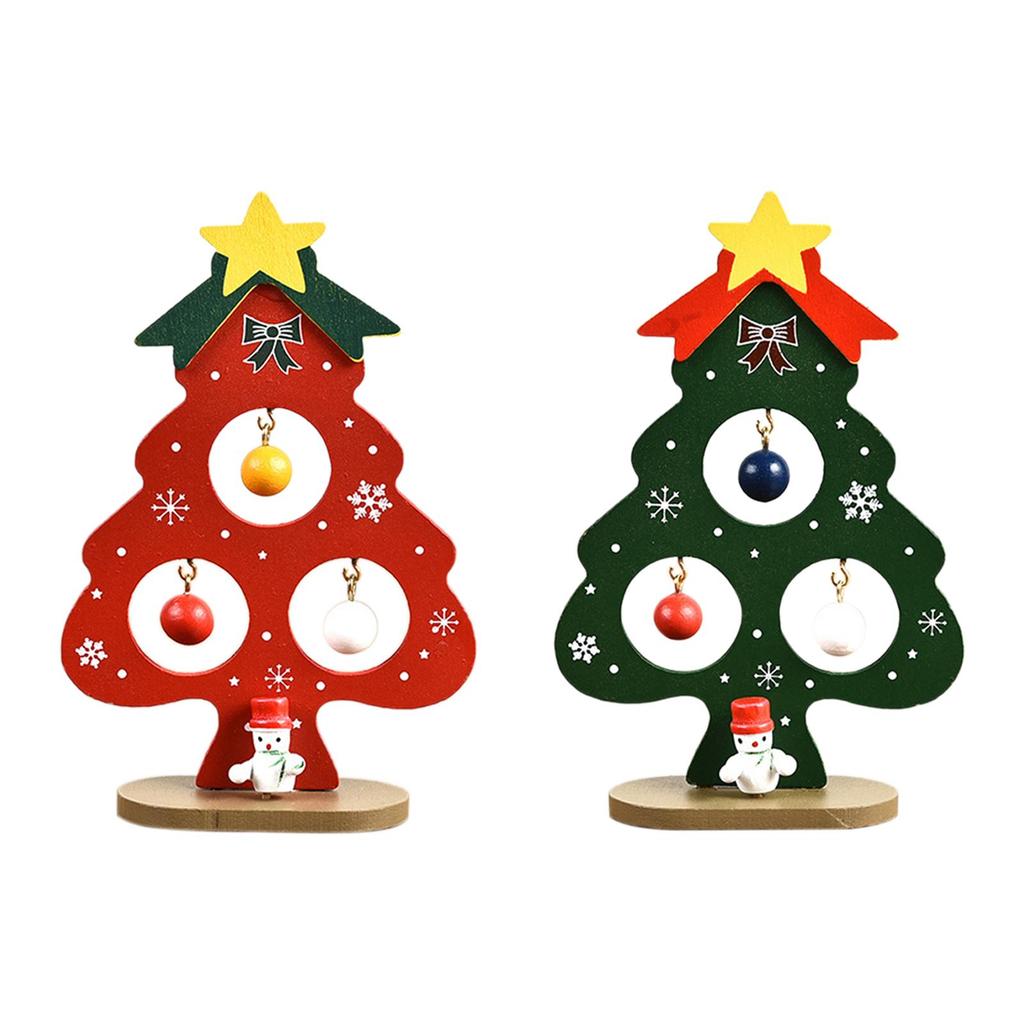 Tabletop Christmas Tree 13.7cm Small Xmas Trees Decoration Mini Wood Christmas Tree for Window Shelf Bedroom Party Countertop