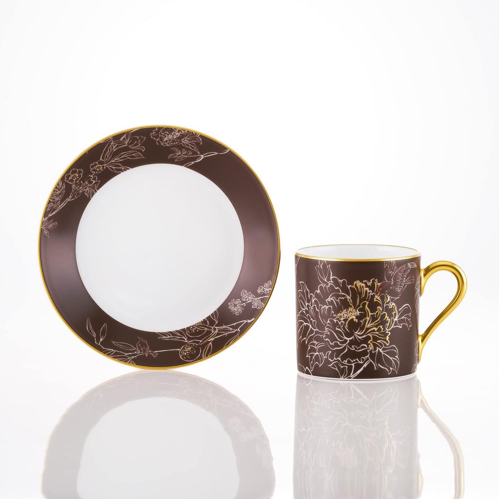 Okura Touen [Okura Touen x Chiso] Silent Garden Cup & Saucer, Coffee/Tea, Approx. 170cc, Made in Japan, 85C/C307