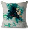 Fashion Woman Art Pillowcase Double Print Boho Lady Cushion Cover Soft Plush Portrait Pillowcase Home Decor
